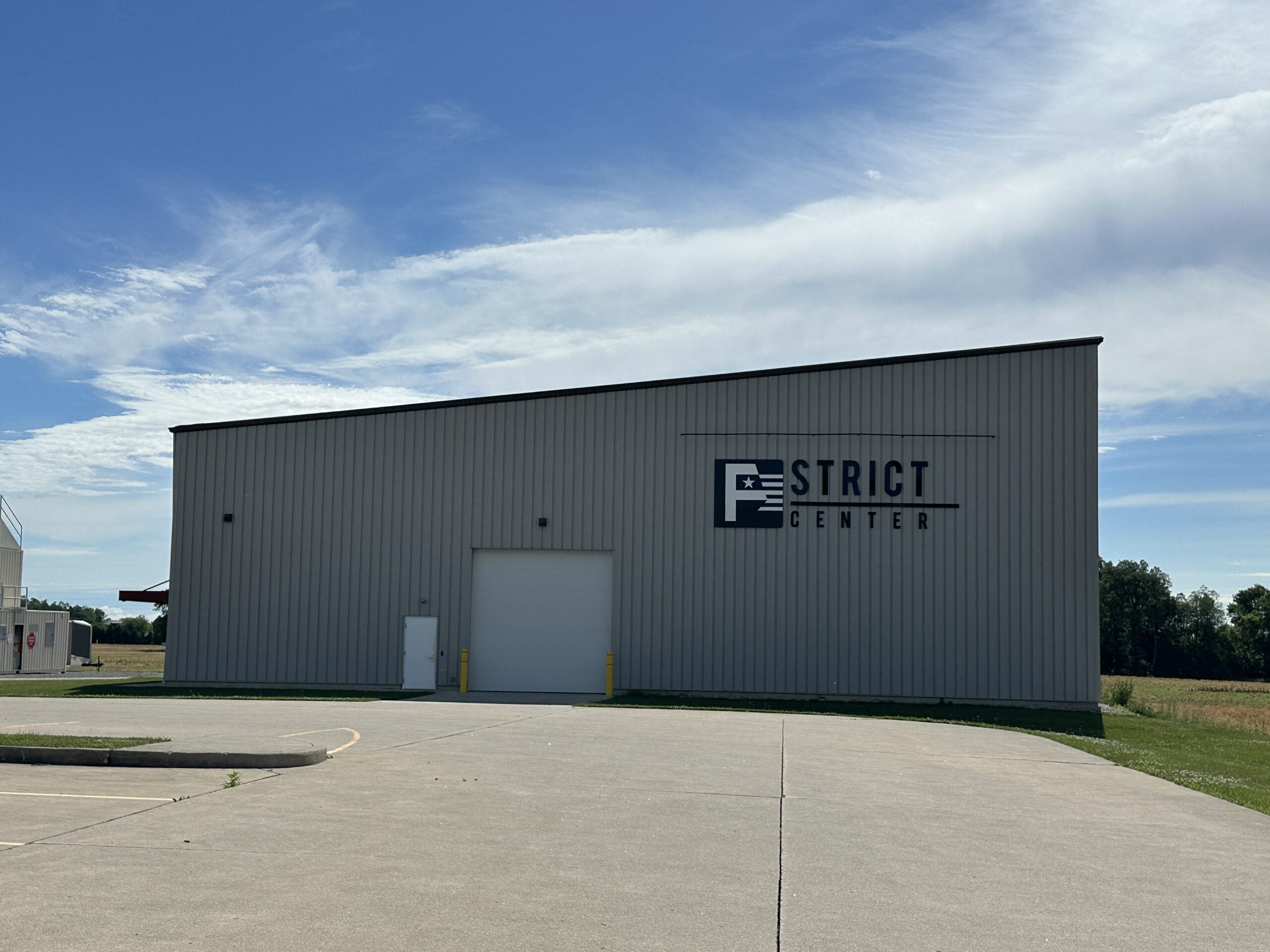 A large angular commercial warehouse building.